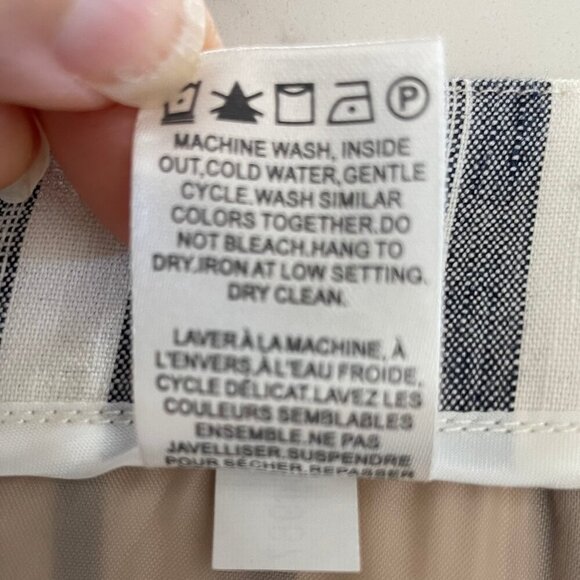 RW&CO. Stylish Comfy Linen + Poly Pleated Front Striped Pants Blue Cream Sz S - Picture 11 of 12